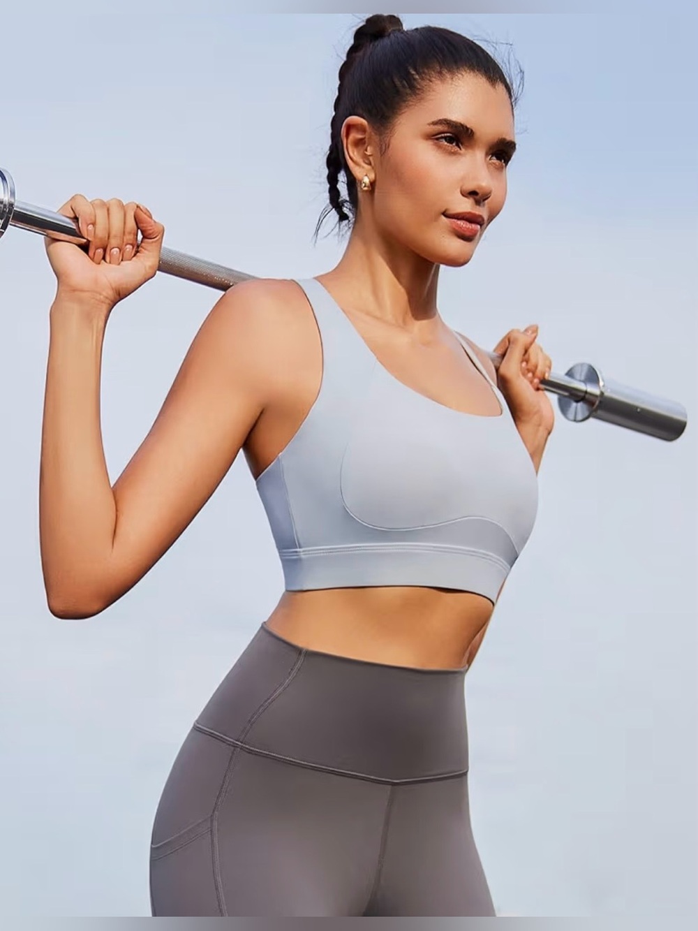 Seamless Gray Supportive Sports Bra